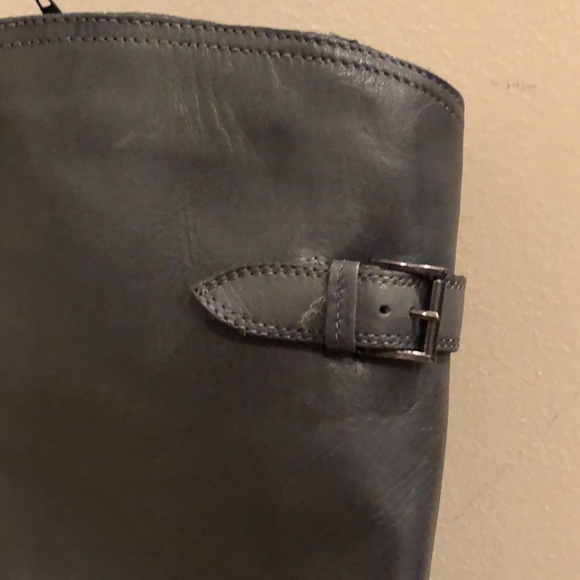 Garnet Hill tall grey leather boots wide calf, size: 7 - Picture 2 of 6